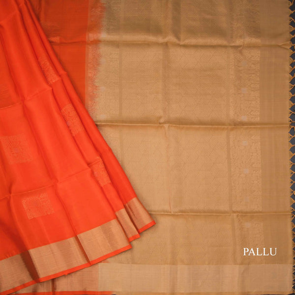 Fanta Orange Soft Silk Zari Worked Saree And Zari Border