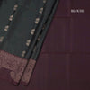 Bottle Green Soft Silk Saree With Floral Buttas And Brown Border
