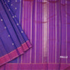 Purple Silk Saree With Peacock And Chakra Buttas And Stripes Border