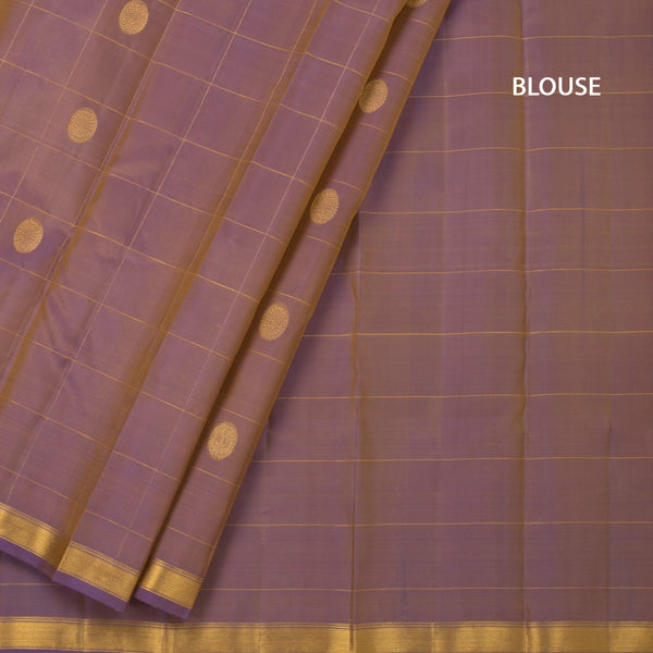 Shot Colour Checked Silk Saree With Peacock And Chakra Buttas And Ribbon Border