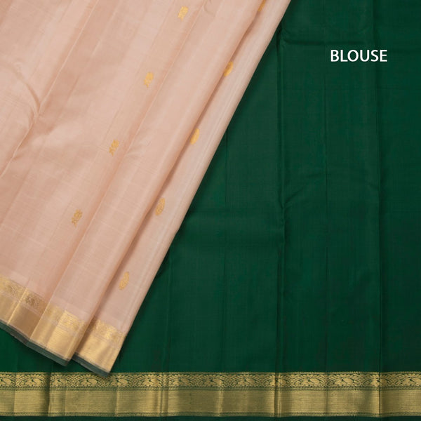 Sandal Silk Saree With Mango And Floral Buttas And Gold Zari Border