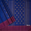 Dark Blue Silk Saree With Peacock And Chakra Buttas