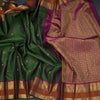 Green Micro Checked Silk Saree With Peacock And Chakra Buttas