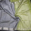 Grey Brocade Silk Saree In Silver Zari And Zari Border