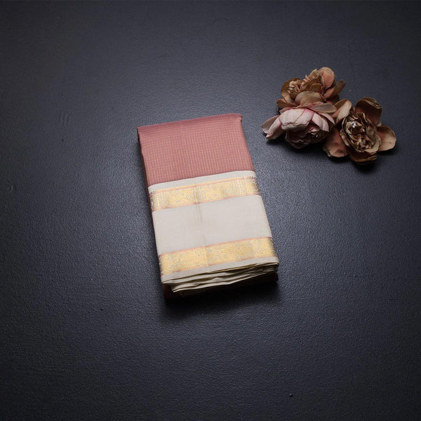 Cinnamon Brown Checked Silk Saree And Rettapet Border