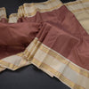 Cinnamon Brown Checked Silk Saree And Rettapet Border