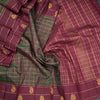 Shot Colour Checked Silk Saree And Peacock And Mango Buttas On Border