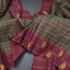 Shot Colour Checked Silk Saree And Peacock And Mango Buttas On Border