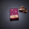 Dark Pink Striped Silk Saree With Floral Buttas And Zari Border
