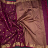 Dark Pink Striped Silk Saree With Floral Buttas And Zari Border