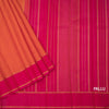 Orange Vertical Stripes Silk Saree And Pink Border