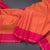 Orange Vertical Stripes Silk Saree And Pink Border