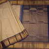 Beige Silk Saree With Stripes Design And Zig Zag Zari Border