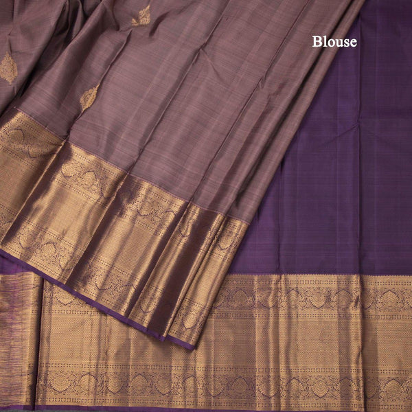 Lilac Purple Silk Saree With Zari Buttas And Gold Zari Border