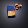 Dark Blue Checked Silk Saree And Gold Zari Border