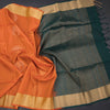 Fanta Orange Soft Silk Saree With Oval Design And Zari Border