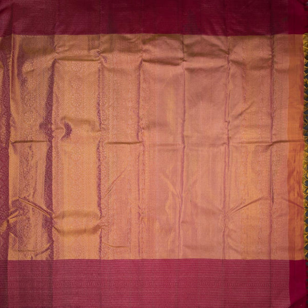 Shot Colour Tissue Silk Saree With Multi Design On The Body And Pink Zari Border