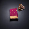Reddish Pink Silk Saree With Peacock And Chakra Buttas And Gold Zari Border