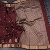 Semi Silk Maroon Saree With Floral And Tree Design And Zari Border