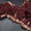 Semi Silk Maroon Saree With Floral And Tree Design And Zari Border