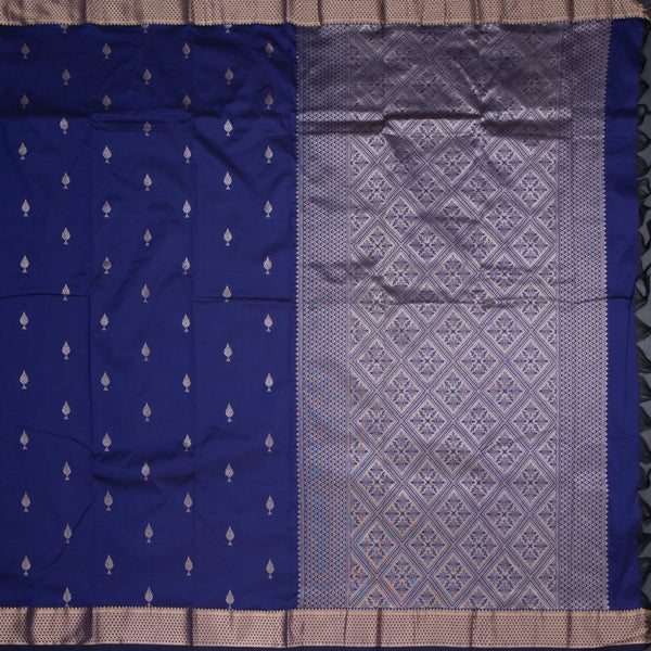 Semi Silk Royal Blue Silk Saree With Small Buttas And Zari Border