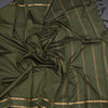 Semi Silk Olive Green Checked Silk Saree And Rettapet Border