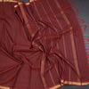 Semi Silk Maroon Checked Silk Saree And Zari Border