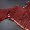 Semi Silk Maroon Checked Silk Saree And Zari Border
