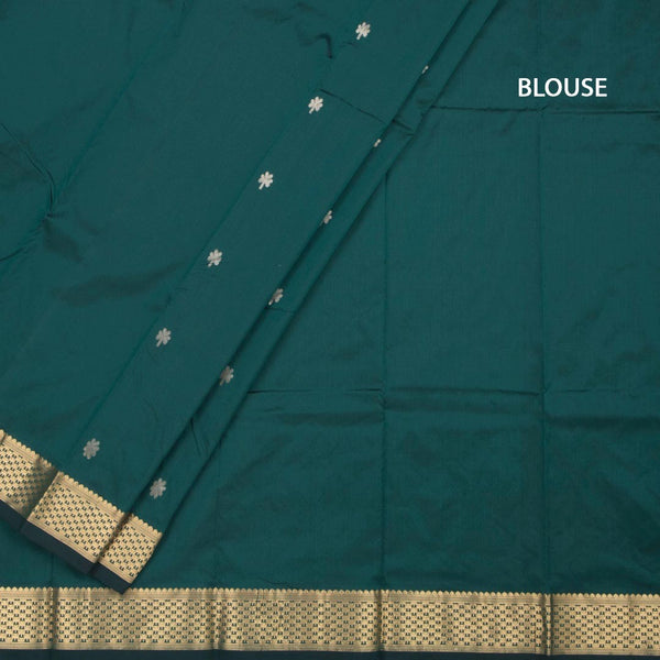 Semi Silk Dark Green Saree With Floral And Tree Design And Zari Border