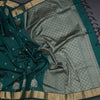 Semi Silk Dark Green Saree With Floral And Tree Design And Zari Border