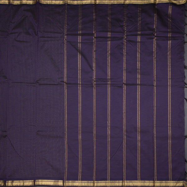 Semi Silk Brinjal Violet Checked Silk Saree And Zari Border