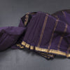 Semi Silk Brinjal Violet Checked Silk Saree And Zari Border