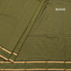 Semi Silk Olive Green Checked Silk Saree And Rettapet Border