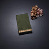 Semi Silk Leaf Green Checked Silk Saree And Zari Border