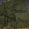 Semi Silk Leaf Green Checked Silk Saree And Zari Border