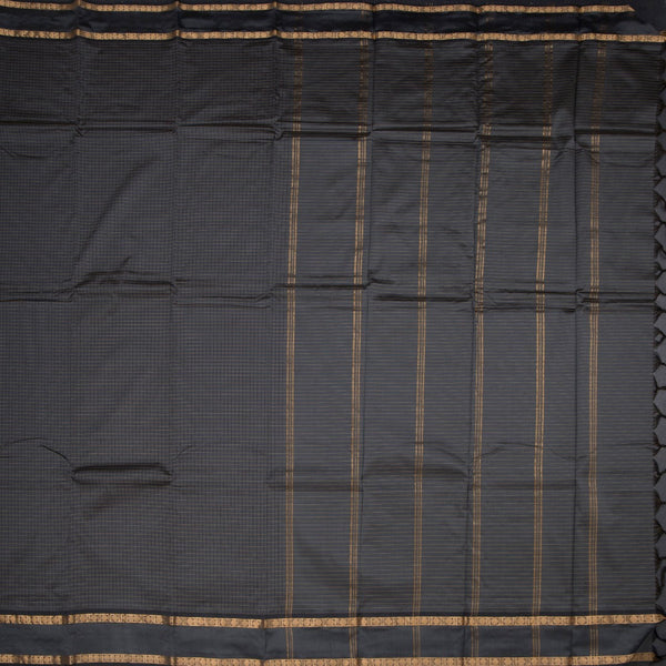 Semi Silk Grey Checked Silk Saree And Rettapet Border