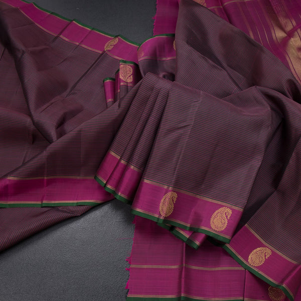 Multi Colour Stripes Silk Saree And Mango Zari Border