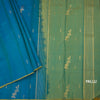 Peacock Blue Borderless Silk Saree With Zari Buttas
