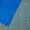 Royal Blue Borderless Silk Saree With Zari Buttas