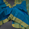 Peacock Blue Silk Saree With Zari Buttas And Zari Border
