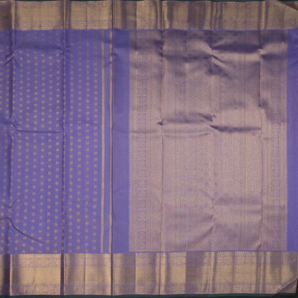 Lavender Silk Saree With Floral Zari Buttas And Gold Zari Border