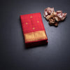 Red Thread Checked Silk Saree With Chakra Buttas And Gold Zari Border