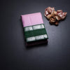 Light Pink Checked Silk Saree And Rettpet Silver Zari Border
