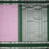 Light Pink Checked Silk Saree And Rettpet Silver Zari Border