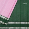 Light Pink Checked Silk Saree And Rettpet Silver Zari Border