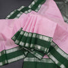 Light Pink Checked Silk Saree And Rettpet Silver Zari Border
