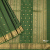 Parrot Green Thread Checked Silk Saree With Zari Buttas And Zari Border