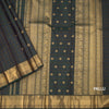 Bottle Green Checked Silk Saree With Peacock And Chakra Buttas And Zari Border