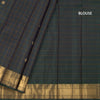 Bottle Green Checked Silk Saree With Peacock And Chakra Buttas And Zari Border