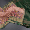 Light Peach Plain Silk Saree And Zari Border With Kalamkari Prints